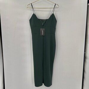 PrettyLittleThing Spaghetti Strap V-Neck Green Midi Dress Size 12 NWT